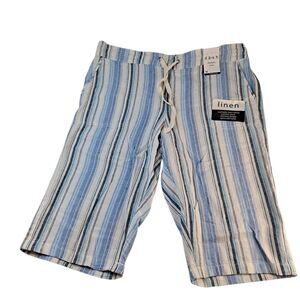 Dash Washable Linen Skimmer Shorts Womens M Blue Multi Striped Comfort Waistband